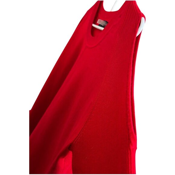 Karl Lagerfeld Paris Red Bow Tie Bell Sleeve Cold Shoulder Sweater XL Holiday - Picture 6 of 9